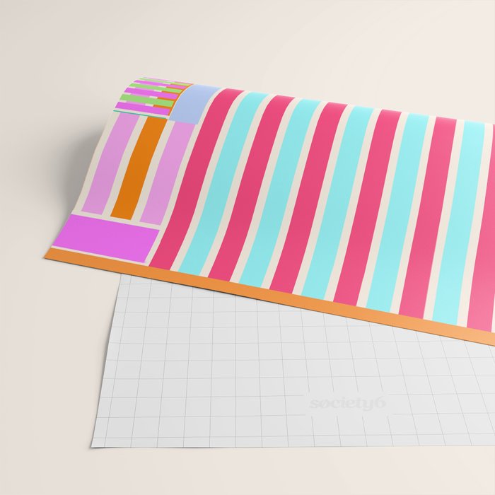 Bold Geometric Stripes and Blocks Pattern in Vibrant Colors Wrapping Paper Gallery Image 2