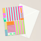 Bold Geometric Stripes and Blocks Pattern in Vibrant Colors Stationery Card Gallery Image 2