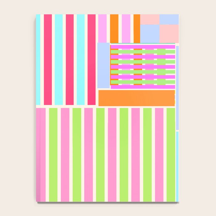 Bold Geometric Stripes and Blocks Pattern in Vibrant Colors Notebook Gallery Image 4
