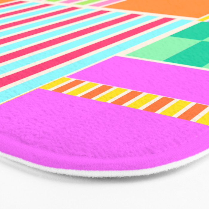 Bold Geometric Stripes and Blocks Pattern in Vibrant Colors Bath Mat Gallery Image 3
