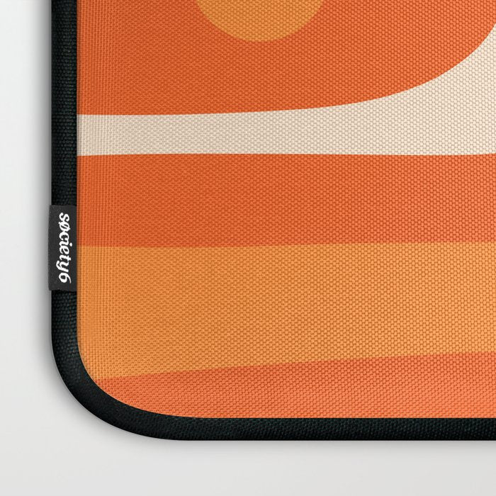 Mid Century Modern Piquet Abstract Pattern Orange Yellow Tangerine Cream Laptop Sleeve Gallery Image 3
