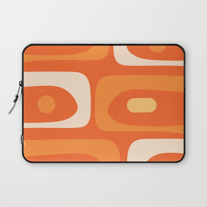 Mid Century Modern Piquet Abstract Pattern Orange Yellow Tangerine Cream Laptop Sleeve Gallery Image 1