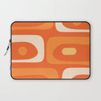 Mid Century Modern Piquet Abstract Pattern Orange Yellow Tangerine Cream Laptop Sleeve Gallery Image 1