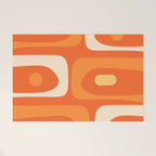 Mid Century Modern Piquet Abstract Pattern Orange Yellow Tangerine Cream Welcome Mat Gallery Image 1