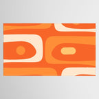 Mid Century Modern Piquet Abstract Pattern Orange Yellow Tangerine Cream Tablecloth Gallery Image 2