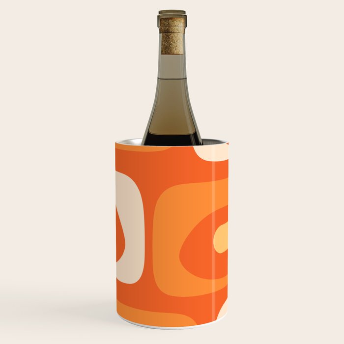 Mid Century Modern Piquet Abstract Pattern Orange Yellow Tangerine Cream Wine Chiller Gallery Image 1