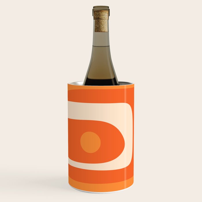 Mid Century Modern Piquet Abstract Pattern Orange Yellow Tangerine Cream Wine Chiller Gallery Image 2