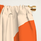 Mid Century Modern Piquet Abstract Pattern Orange Yellow Tangerine Cream Window Curtain Gallery Image 2