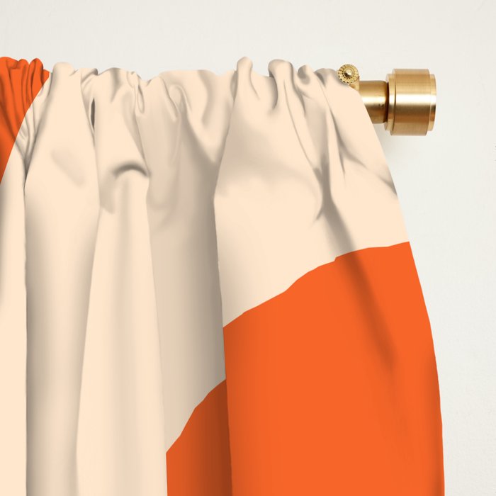 Mid Century Modern Piquet Abstract Pattern Orange Yellow Tangerine Cream Window Curtain Gallery Image 2