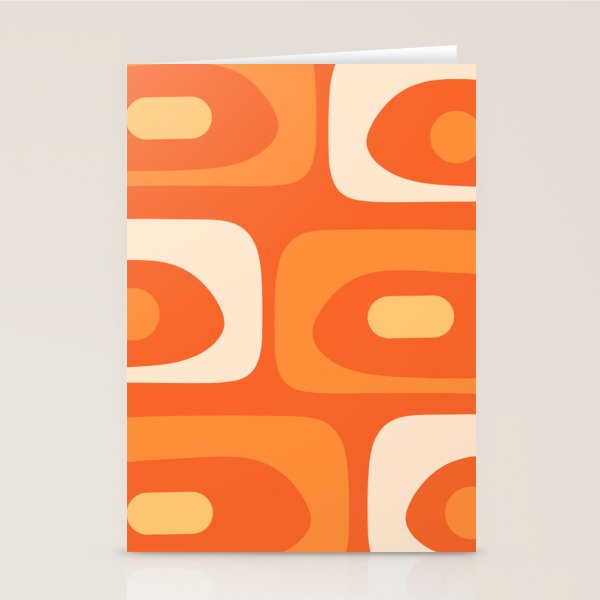 Mid Century Modern Piquet Abstract Pattern Orange Yellow Tangerine Cream Stationery Card Gallery Image 1