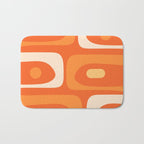Mid Century Modern Piquet Abstract Pattern Orange Yellow Tangerine Cream Bath Mat Gallery Image 1