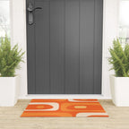Mid Century Modern Piquet Abstract Pattern Orange Yellow Tangerine Cream Welcome Mat Gallery Image 3