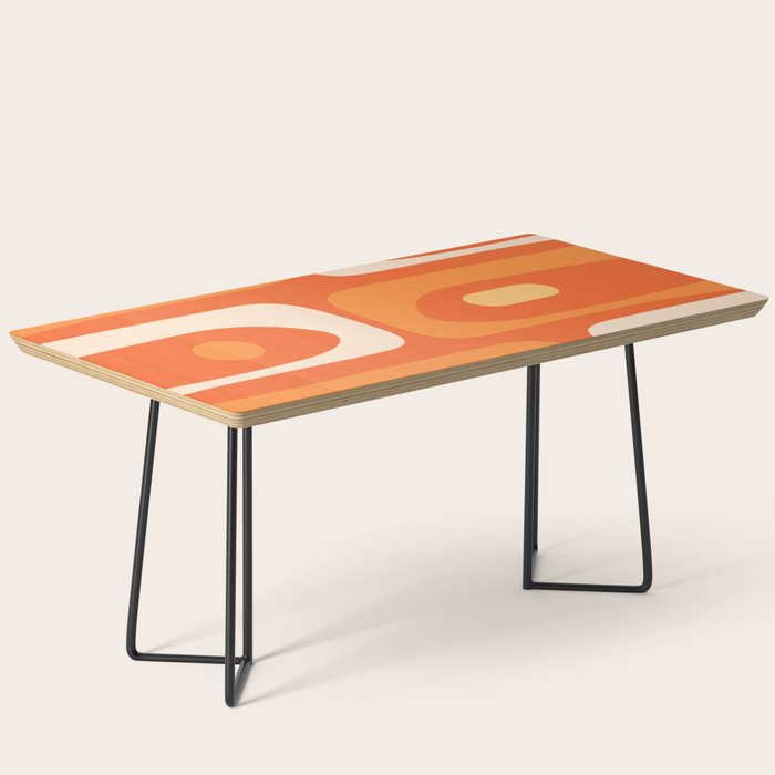 Mid Century Modern Piquet Abstract Pattern Orange Yellow Tangerine Cream Coffee Table Gallery Image 1