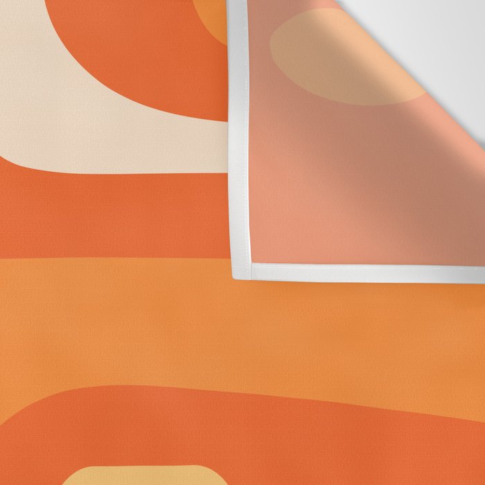 Mid Century Modern Piquet Abstract Pattern Orange Yellow Tangerine Cream Wall Tapestry Gallery Image 3