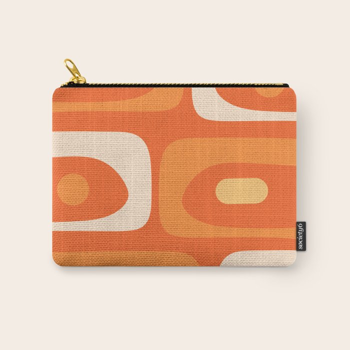 Mid Century Modern Piquet Abstract Pattern Orange Yellow Tangerine Cream Carry All Pouch Gallery Image 1