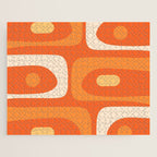 Mid Century Modern Piquet Abstract Pattern Orange Yellow Tangerine Cream Jigsaw Puzzle Gallery Image 1