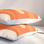 Mid Century Modern Piquet Abstract Pattern Orange Yellow Tangerine Cream Pillow Sham Gallery Image 3