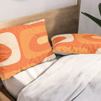 Mid Century Modern Piquet Abstract Pattern Orange Yellow Tangerine Cream Pillow Sham Gallery Image 2