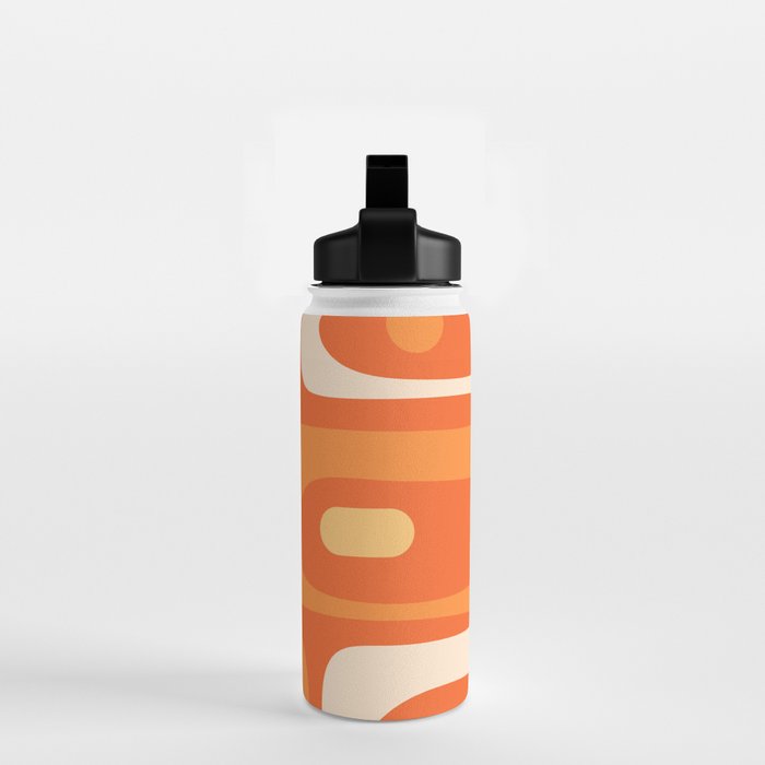 Mid Century Modern Piquet Abstract Pattern Orange Yellow Tangerine Cream Water Bottle Gallery Image 2