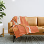 Mid Century Modern Piquet Abstract Pattern Orange Yellow Tangerine Cream Throw Blanket Gallery Image 1