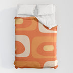 Mid Century Modern Piquet Abstract Pattern Orange Yellow Tangerine Cream Duvet Cover Gallery Image 6