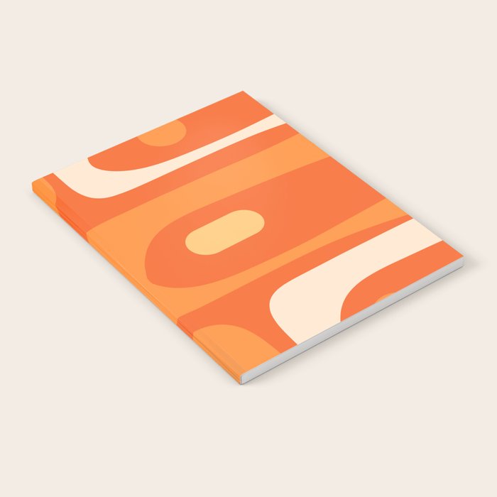 Mid Century Modern Piquet Abstract Pattern Orange Yellow Tangerine Cream Notebook Gallery Image 2