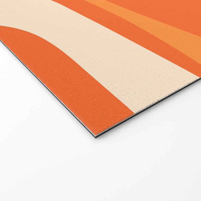 Mid Century Modern Piquet Abstract Pattern Orange Yellow Tangerine Cream Welcome Mat Gallery Image 2