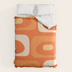 Mid Century Modern Piquet Abstract Pattern Orange Yellow Tangerine Cream Comforter Gallery Image 6