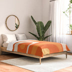 Mid Century Modern Piquet Abstract Pattern Orange Yellow Tangerine Cream Comforter Gallery Image 2