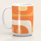 Mid Century Modern Piquet Abstract Pattern Orange Yellow Tangerine Cream Coffee Mug Gallery Image 3