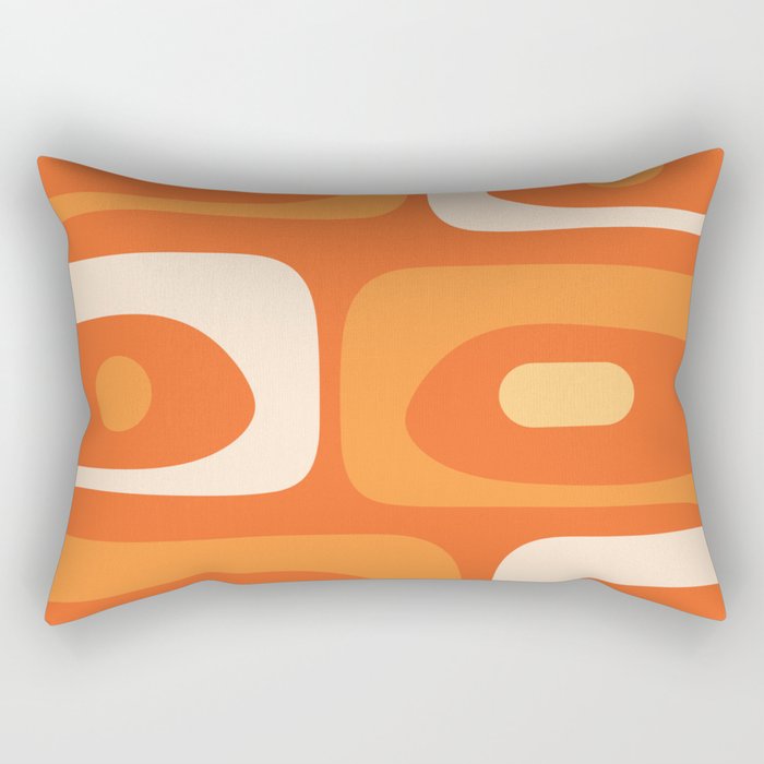 Mid Century Modern Piquet Abstract Pattern Orange Yellow Tangerine Cream Rectangular Pillow Gallery Image 1