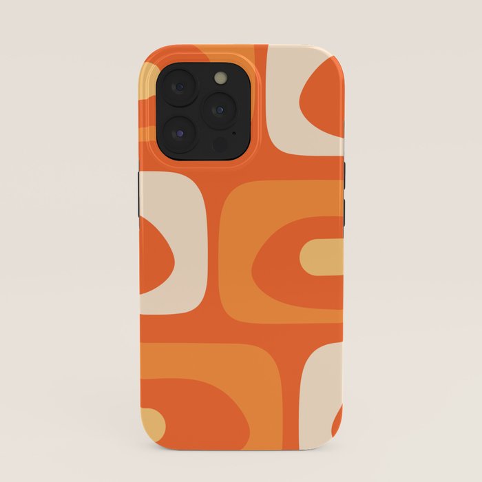 Mid Century Modern Piquet Abstract Pattern Orange Yellow Tangerine Cream iPhone Case Gallery Image 39