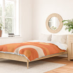 Mid Century Modern Piquet Abstract Pattern Orange Yellow Tangerine Cream Duvet Cover Gallery Image 2