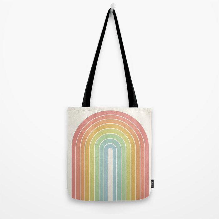 Gradient Arch V Mid Century Modern Rainbow Tote Bag Gallery Image 2