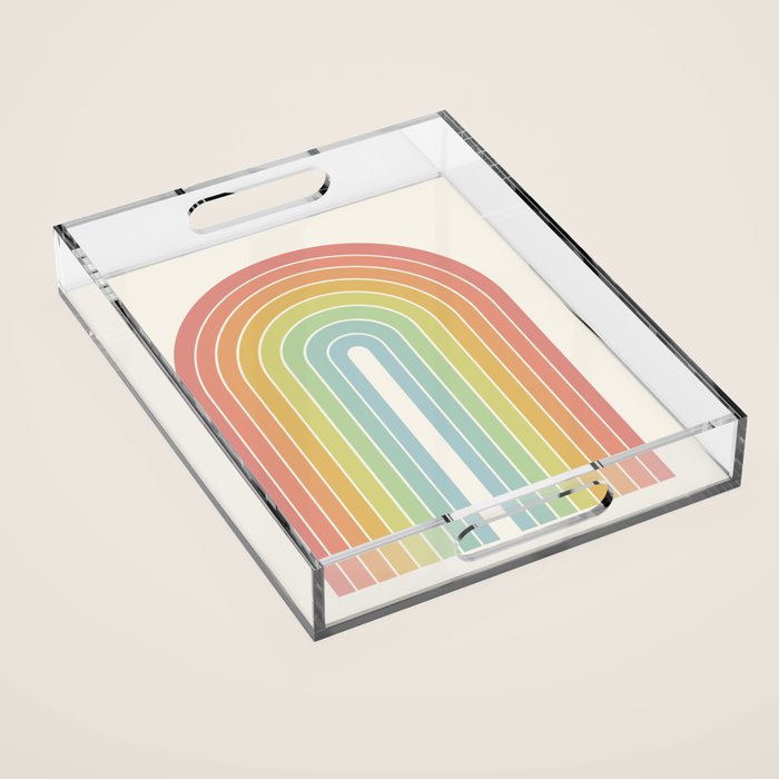 Gradient Arch V Mid Century Modern Rainbow Acrylic Tray Gallery Image 1