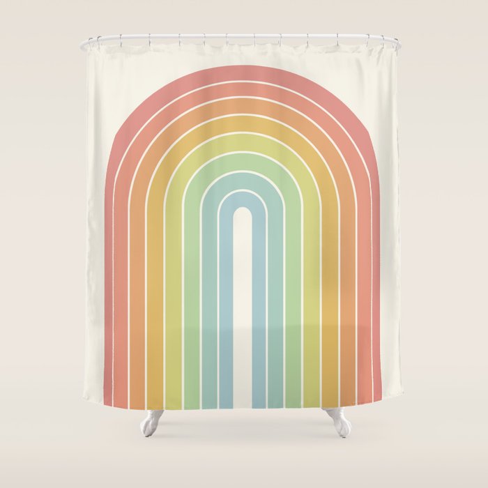 Gradient Arch V Mid Century Modern Rainbow Shower Curtain Gallery Image 1