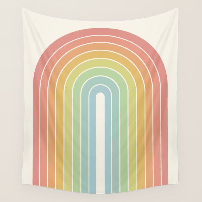 Gradient Arch V Mid Century Modern Rainbow Wall Tapestry Gallery Image 1