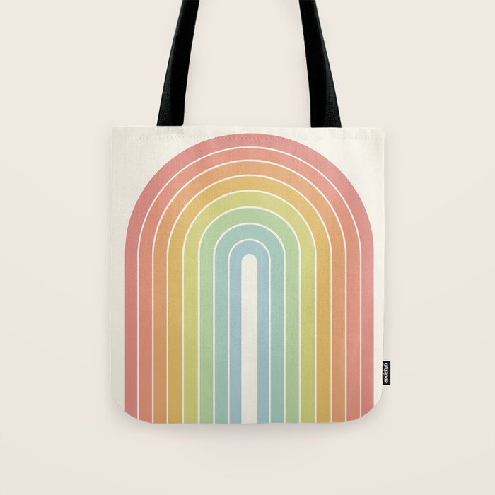 Gradient Arch V Mid Century Modern Rainbow Tote Bag Gallery Image 1