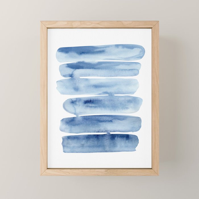 Blue Lines | Watercolor Painting Mini Art Print Gallery Image 1