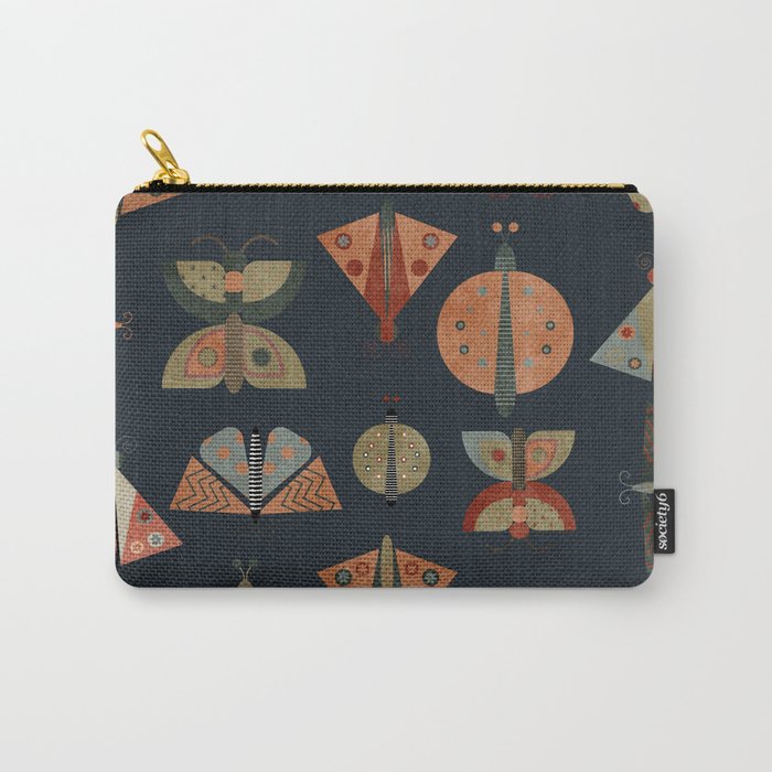 moths butterflies fall mid mod 1 Carry All Pouch Gallery Image 1
