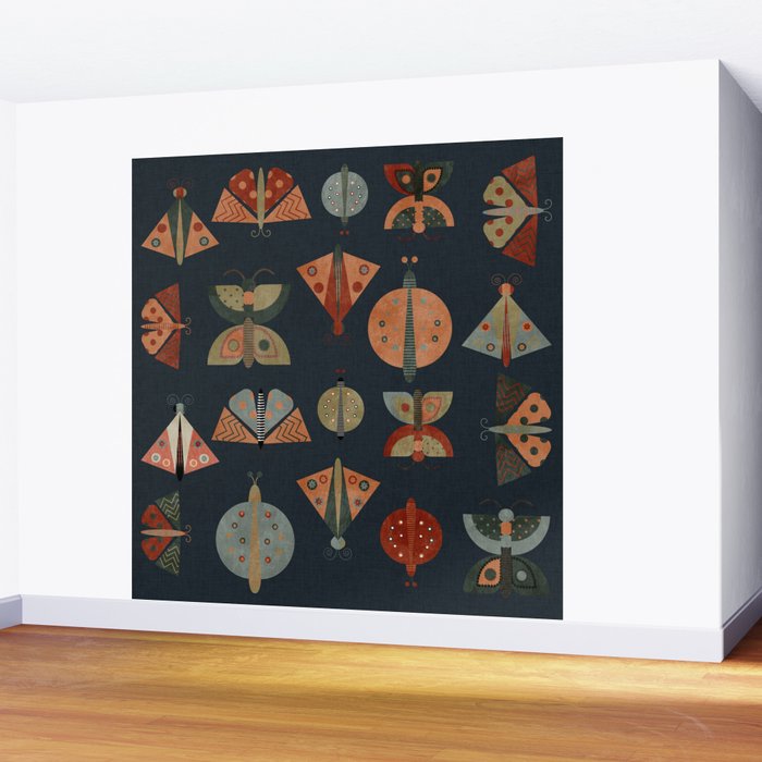 moths butterflies fall mid mod 1 Wall Mural Gallery Image 2