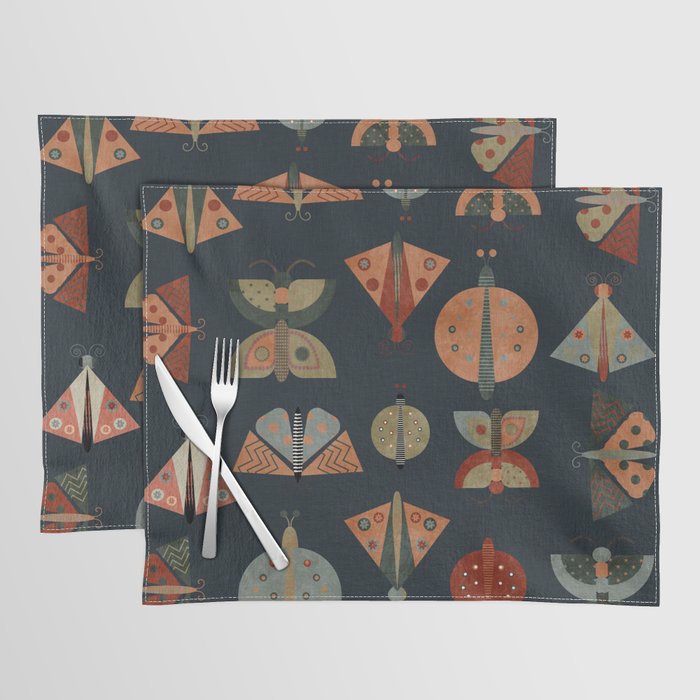 moths butterflies fall mid mod 1 Placemat Gallery Image 1
