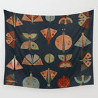 moths butterflies fall mid mod 1 Wall Tapestry Gallery Image 4