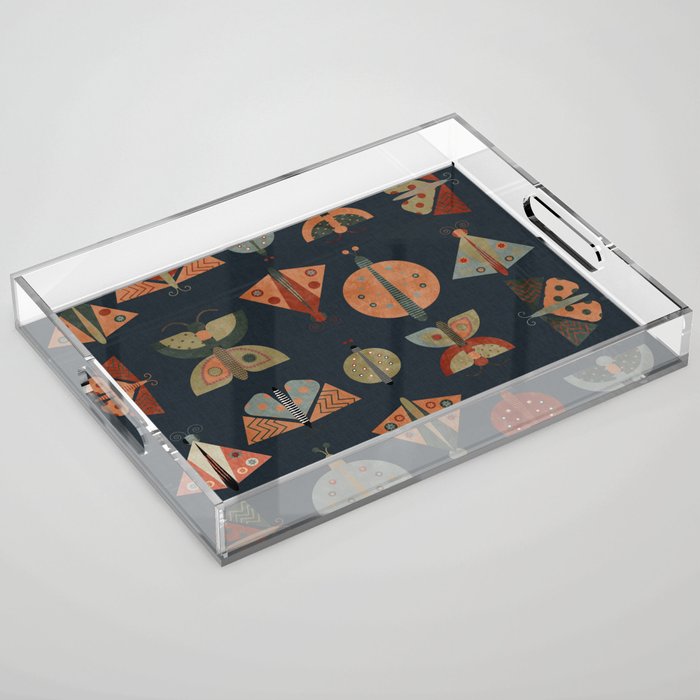 moths butterflies fall mid mod 1 Acrylic Tray Gallery Image 1
