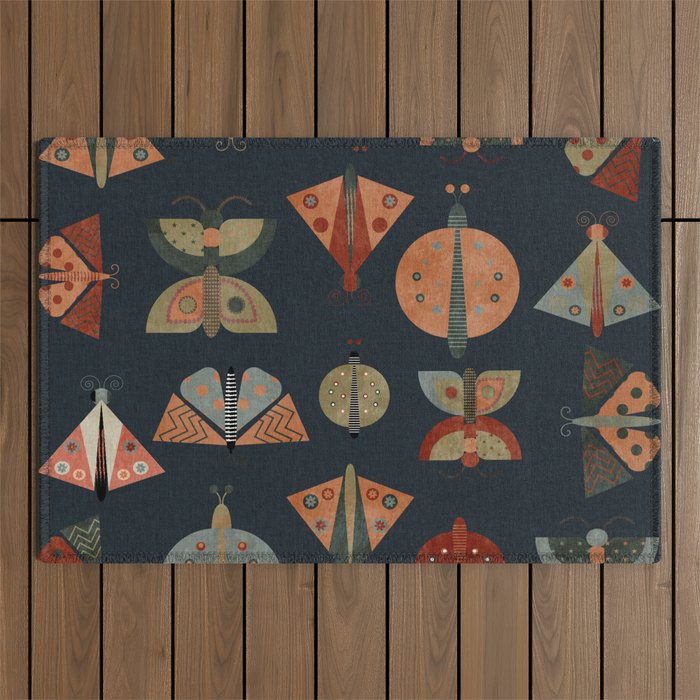 moths butterflies fall mid mod 1 Outdoor Rug Gallery Image 1