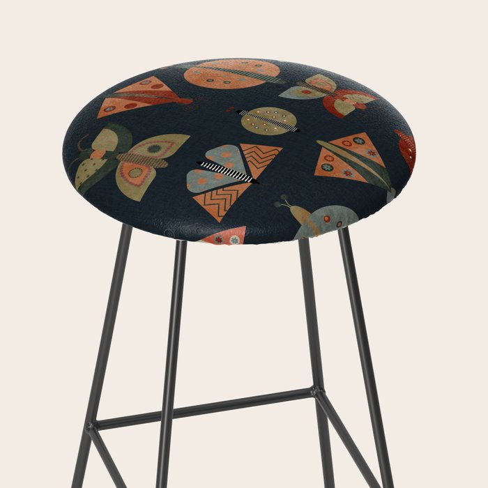 moths butterflies fall mid mod 1 Stool Gallery Image 2