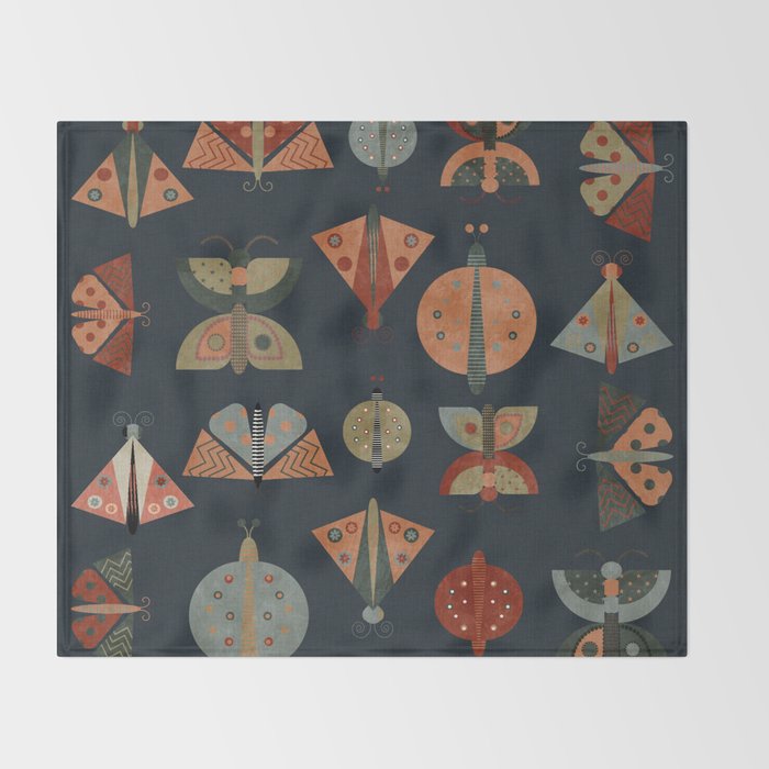 moths butterflies fall mid mod 1 Throw Blanket Gallery Image 2
