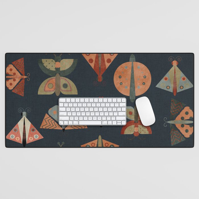 moths butterflies fall mid mod 1 Desk Mat Gallery Image 1