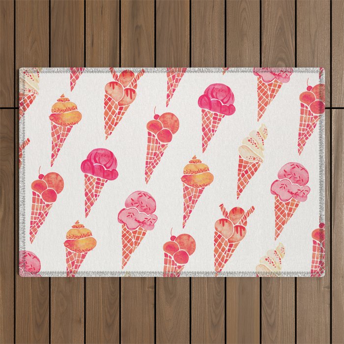 Ice Cream Cones - Pink & Peach Palette Outdoor Rug Gallery Image 1