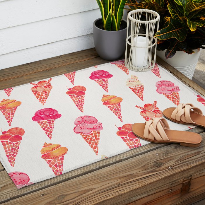Ice Cream Cones - Pink & Peach Palette Outdoor Rug Gallery Image 2
